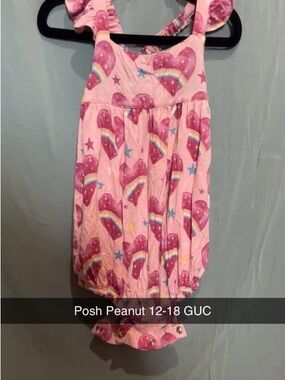 Posh Peanut Pink Rainbow Heart One-Piece
